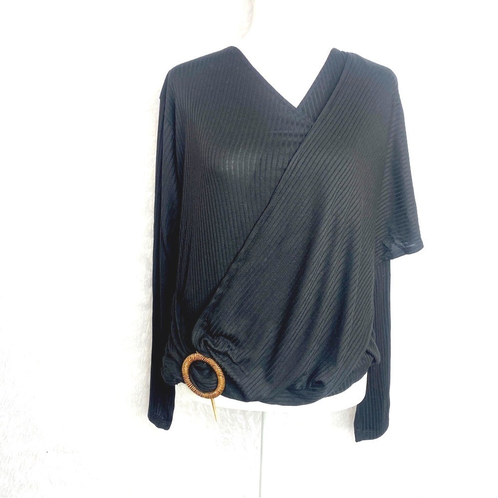 NWT Zara Long‎ Sleeve Wrap Shirt Large Blouse Drape Top Whimsigoth